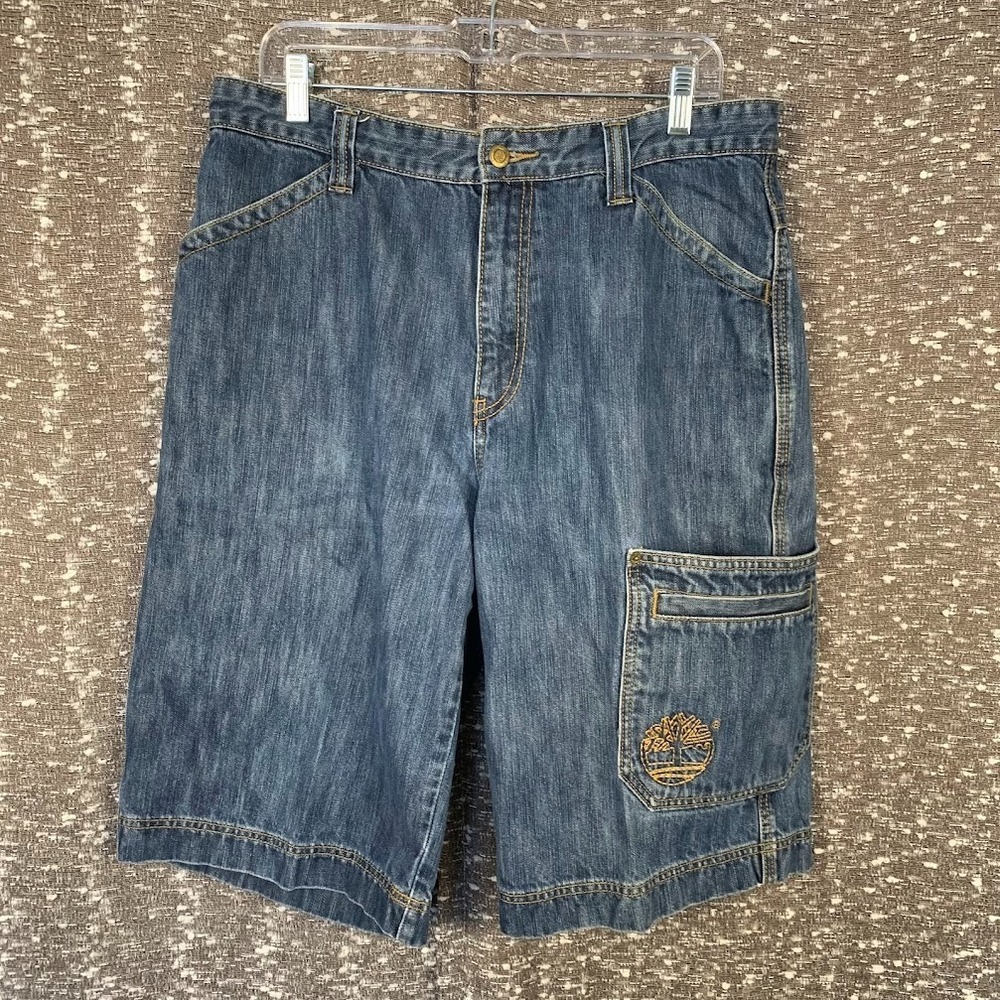 Timberland‎ Denim Shorts Y2K Baggy Streetwear Embroidered Logo Men's 34